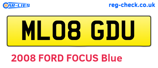 ML08GDU are the vehicle registration plates.