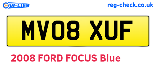 MV08XUF are the vehicle registration plates.