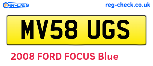 MV58UGS are the vehicle registration plates.