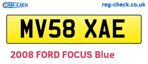 MV58XAE are the vehicle registration plates.