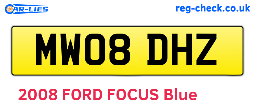 MW08DHZ are the vehicle registration plates.