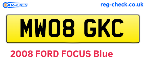 MW08GKC are the vehicle registration plates.