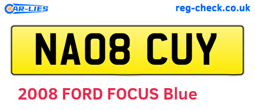 NA08CUY are the vehicle registration plates.