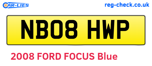 NB08HWP are the vehicle registration plates.
