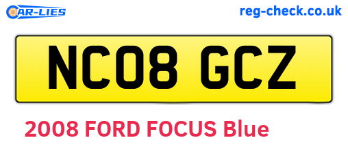 NC08GCZ are the vehicle registration plates.