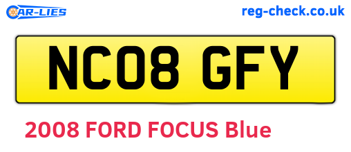 NC08GFY are the vehicle registration plates.