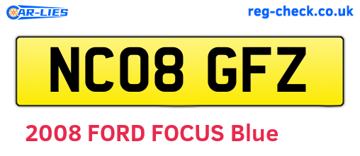 NC08GFZ are the vehicle registration plates.