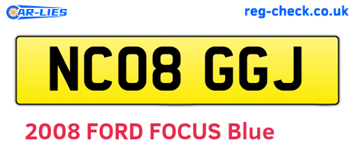 NC08GGJ are the vehicle registration plates.