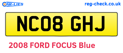 NC08GHJ are the vehicle registration plates.