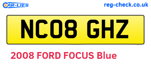 NC08GHZ are the vehicle registration plates.
