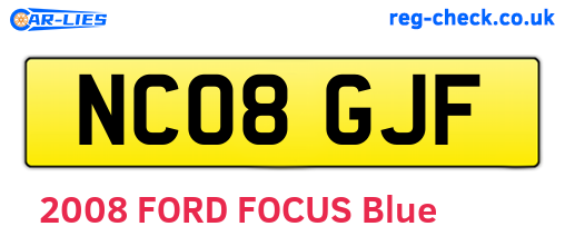 NC08GJF are the vehicle registration plates.