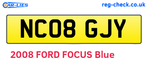 NC08GJY are the vehicle registration plates.