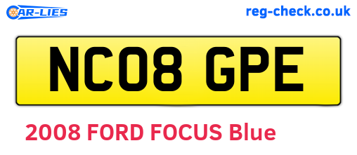 NC08GPE are the vehicle registration plates.
