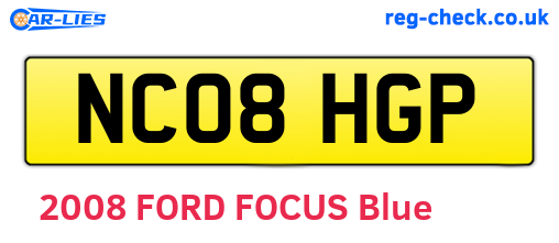 NC08HGP are the vehicle registration plates.