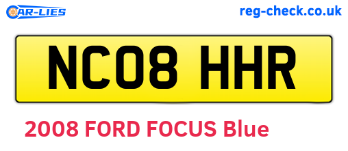 NC08HHR are the vehicle registration plates.