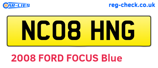 NC08HNG are the vehicle registration plates.