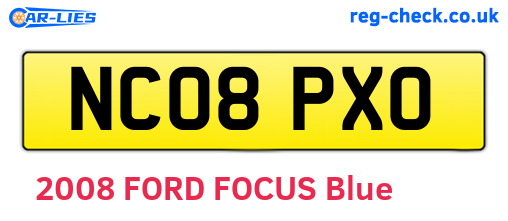 NC08PXO are the vehicle registration plates.