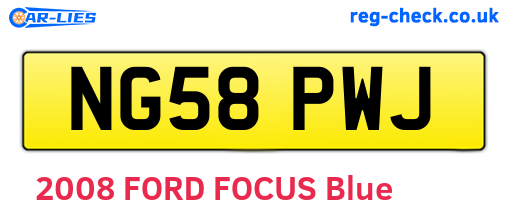 NG58PWJ are the vehicle registration plates.