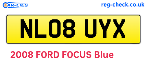 NL08UYX are the vehicle registration plates.
