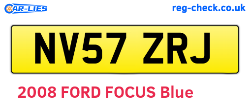 NV57ZRJ are the vehicle registration plates.