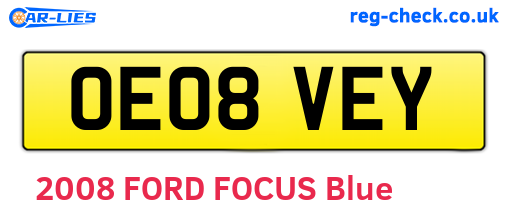 OE08VEY are the vehicle registration plates.