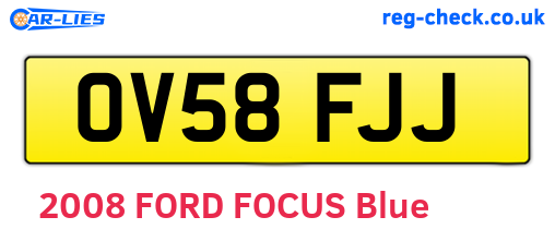 OV58FJJ are the vehicle registration plates.