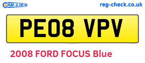 PE08VPV are the vehicle registration plates.