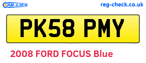 PK58PMY are the vehicle registration plates.