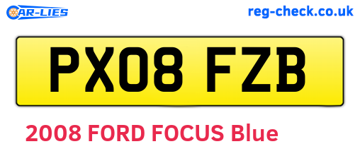 PX08FZB are the vehicle registration plates.