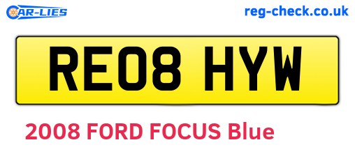 RE08HYW are the vehicle registration plates.