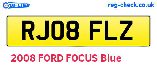 RJ08FLZ are the vehicle registration plates.