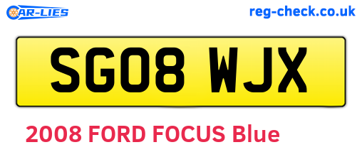 SG08WJX are the vehicle registration plates.