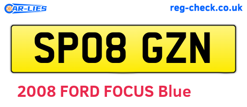 SP08GZN are the vehicle registration plates.