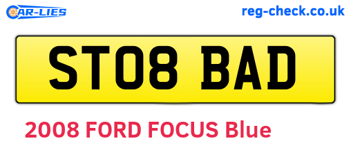 ST08BAD are the vehicle registration plates.