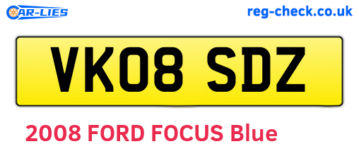 VK08SDZ are the vehicle registration plates.