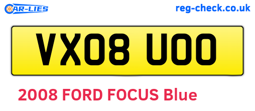 VX08UOO are the vehicle registration plates.