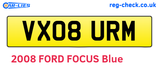 VX08URM are the vehicle registration plates.
