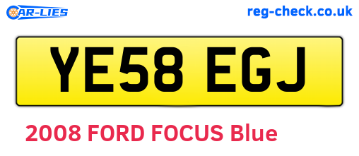 YE58EGJ are the vehicle registration plates.