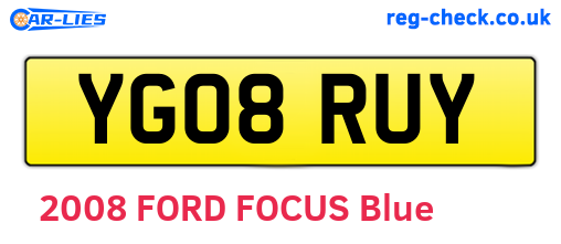 YG08RUY are the vehicle registration plates.