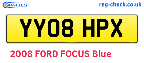 YY08HPX are the vehicle registration plates.
