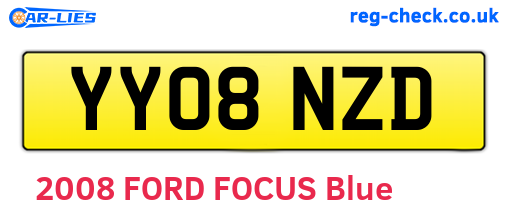 YY08NZD are the vehicle registration plates.