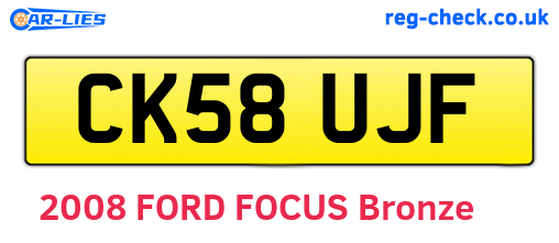 CK58UJF are the vehicle registration plates.