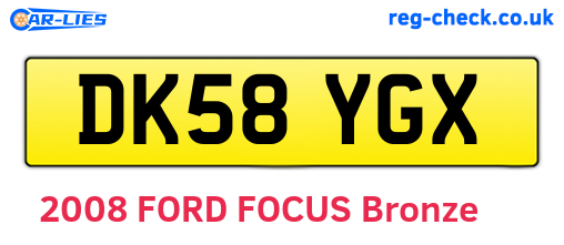 DK58YGX are the vehicle registration plates.