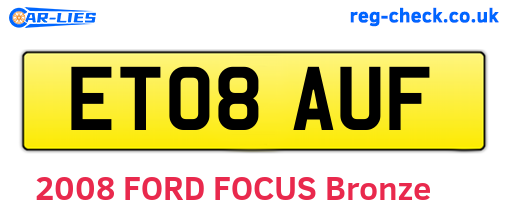 ET08AUF are the vehicle registration plates.