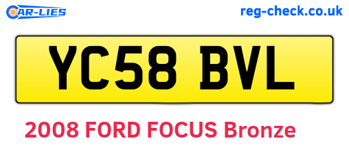 YC58BVL are the vehicle registration plates.