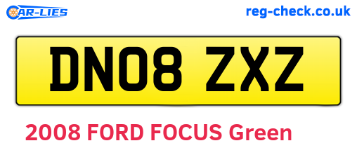 DN08ZXZ are the vehicle registration plates.