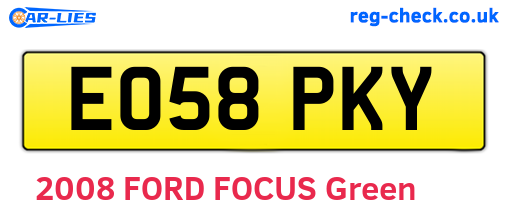 EO58PKY are the vehicle registration plates.