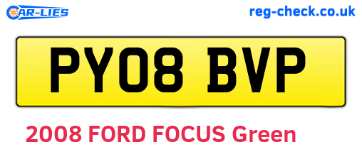 PY08BVP are the vehicle registration plates.