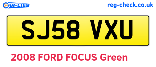 SJ58VXU are the vehicle registration plates.