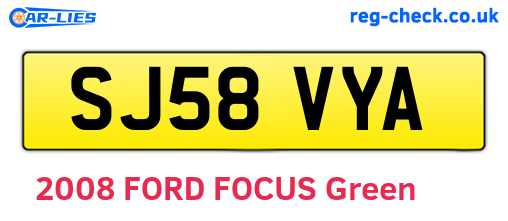 SJ58VYA are the vehicle registration plates.